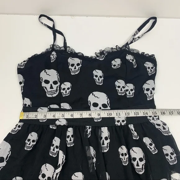 TRIPP NYC Skull Chiffon Dress Ruffles Goth Black Size Large - Picture 12 of 13